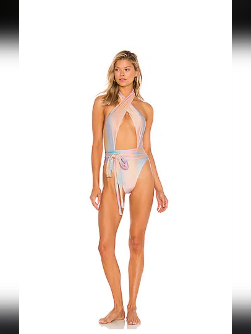 PQ Revolve Pastel Tie-Dye One-Piece Swim Suit‎ with Waist Tie